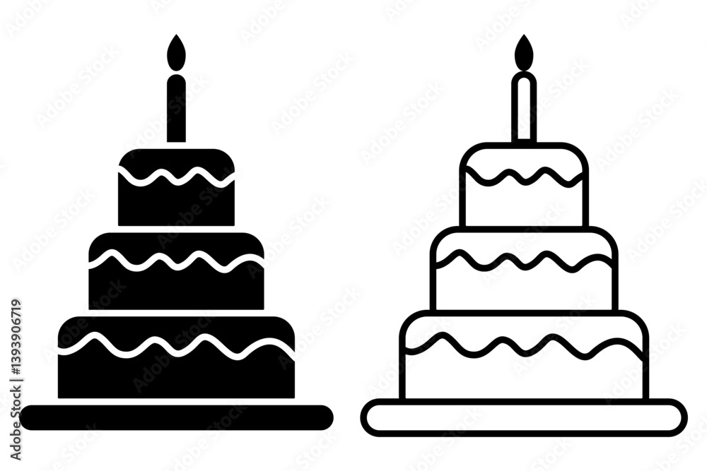 Vector illustration of Birthday Cake icon set isolated on transparent background Vector illustration of Birthday Cake icon set isolated on transparent background
