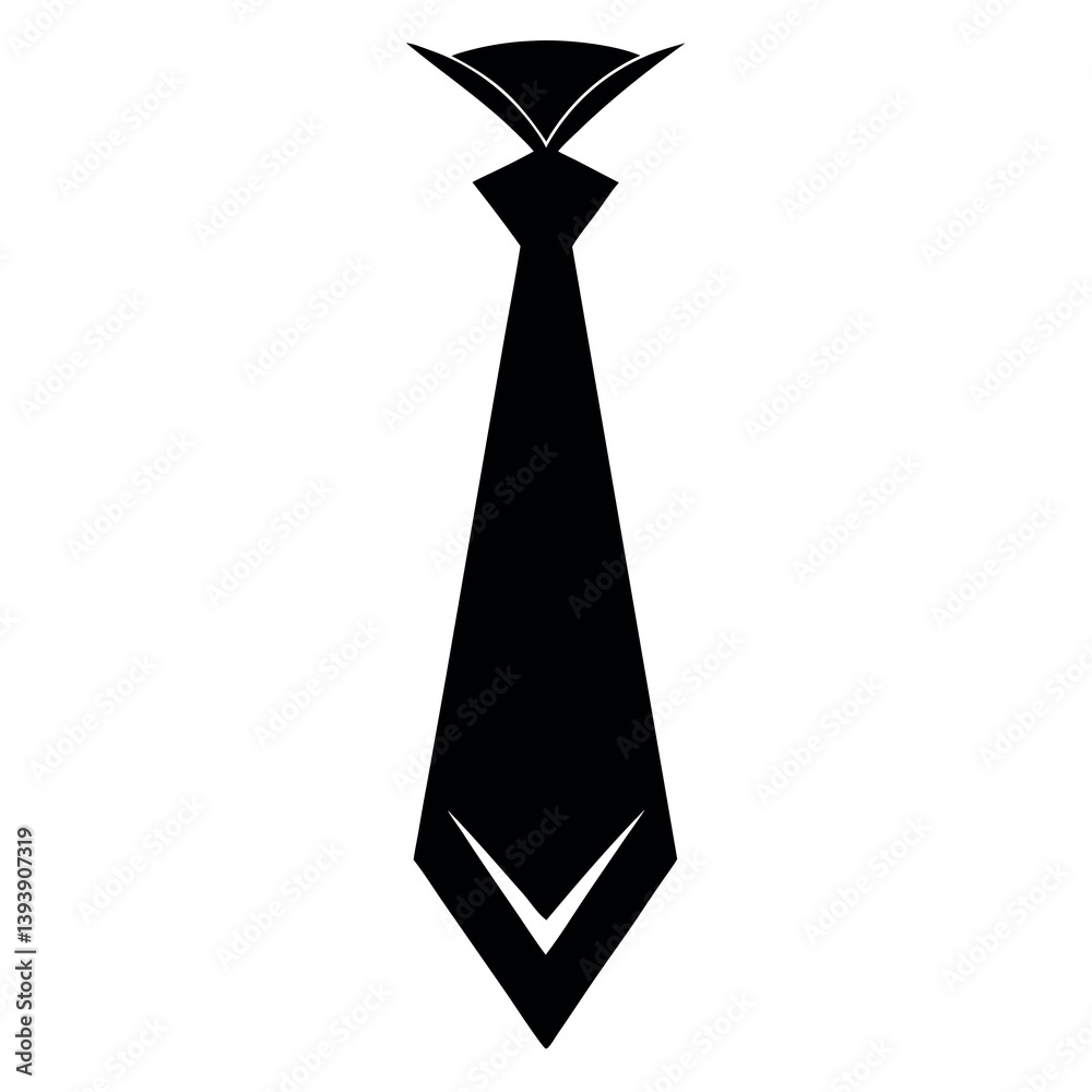Black silhouette of a classic necktie with a point. Black silhouette of a classic necktie with a point.