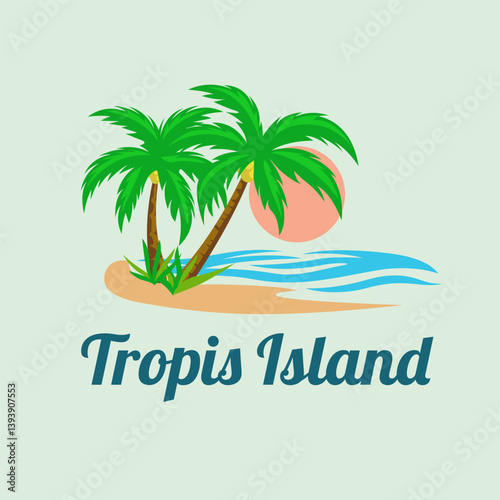 Wallpaper Mural Tropical Sunset Logo Beach Vibes with Palm Tree and Waves Icon Vector Torontodigital.ca