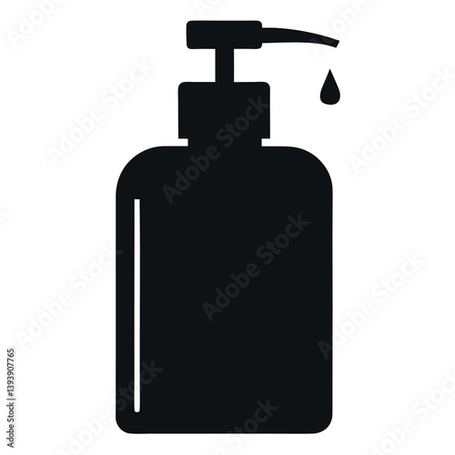 Black silhouette of a pump bottle with a rounded 