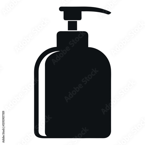 Black silhouette of a pump bottle with a rounded 