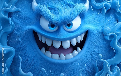Mischievous blue animated character