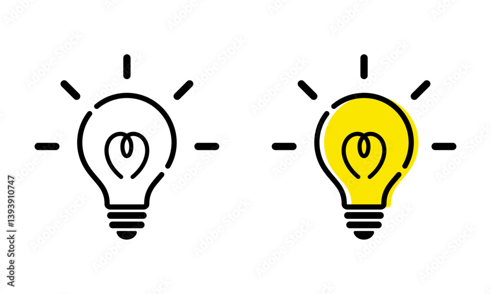 シンプルでかわいい光る電球のアイコン_Cute and simple light bulb icon