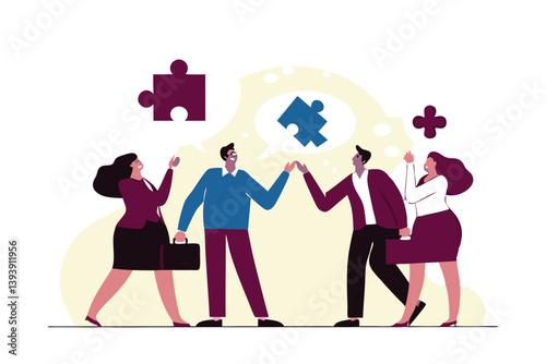 Offer solution to solve problem, consultant or manager advice to team member, finish or complete missing piece to fit the job concept, businessman offer missing jigsaw piece to complete the puzzle.