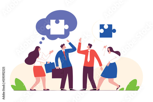 Offer solution to solve problem, consultant or manager advice to team member, finish or complete missing piece to fit the job concept, businessman offer missing jigsaw piece to complete the puzzle.