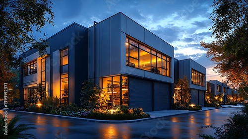 Modern building architectural design at night