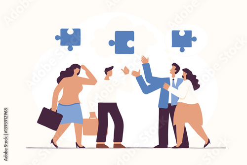 Offer solution to solve problem, consultant or manager advice to team member, finish or complete missing piece to fit the job concept, businessman offer missing jigsaw piece to complete the puzzle.