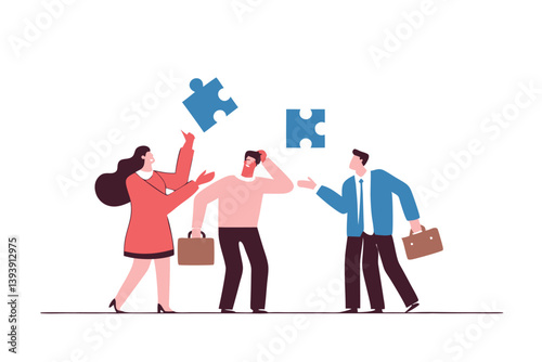 Offer solution to solve problem, consultant or manager advice to team member, finish or complete missing piece to fit the job concept, businessman offer missing jigsaw piece to complete the puzzle.