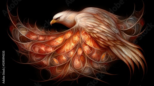 Obraz na płótnie Majestic Eagle with Intricate Feather Patterns and Warm Color Palette on a Dark Background w salonie