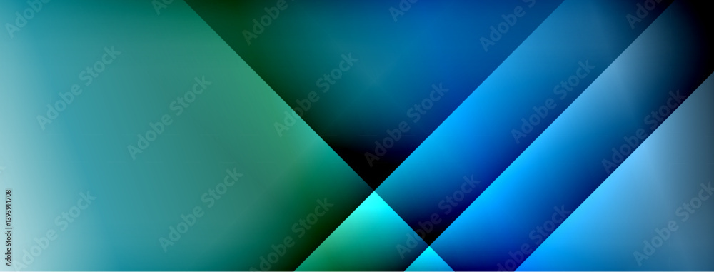Abstract composition featuring overlapping diagonal bands. Shades range from teal through blue, creating dynamic visual effect. Smooth gradients dominate design. Abstract composition featuring overlapping diagonal bands. Shades range from teal through blue, creating dynamic visual effect. Smooth gradients dominate design.