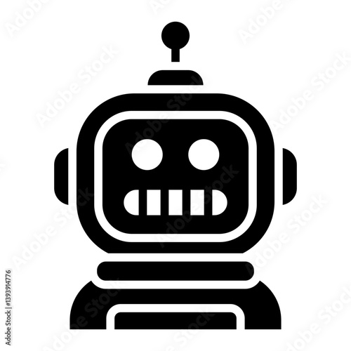smart tech glyph icon for classic robot body unit