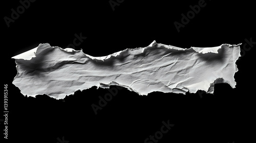 Obraz na płótnie Torn Wrinkled Paper Strip on Black Background w salonie