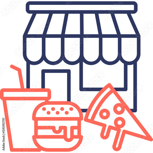 Food Franchise line color icon