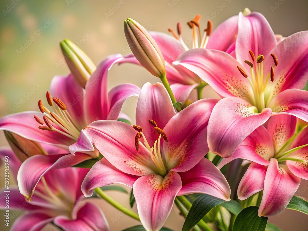 A Delicate Embrace CloseUp of a Stunning Pink Lily Bouquet Perfect for a Romantic Gift or Home Decor A Delicate Embrace CloseUp of a Stunning Pink Lily Bouquet Perfect for a Romantic Gift or Home Decor