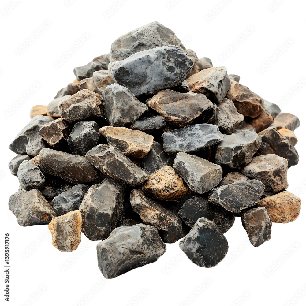 Pile of Chip Rocks For Construction Site Isolated on a White Transparent Background Pile of Chip Rocks For Construction Site Isolated on a White Transparent Background