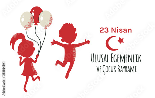 Основные 23 nisan Ulusal Egemenlik ve Çocuk Bayramı Turkey National Sovereignty and Children's Day card banner invitation posterRGB