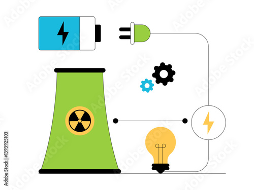 Alternative energy batteries can produce environmentally friendly electrical energy. Green energy illustration. Flat vector illustration concept.