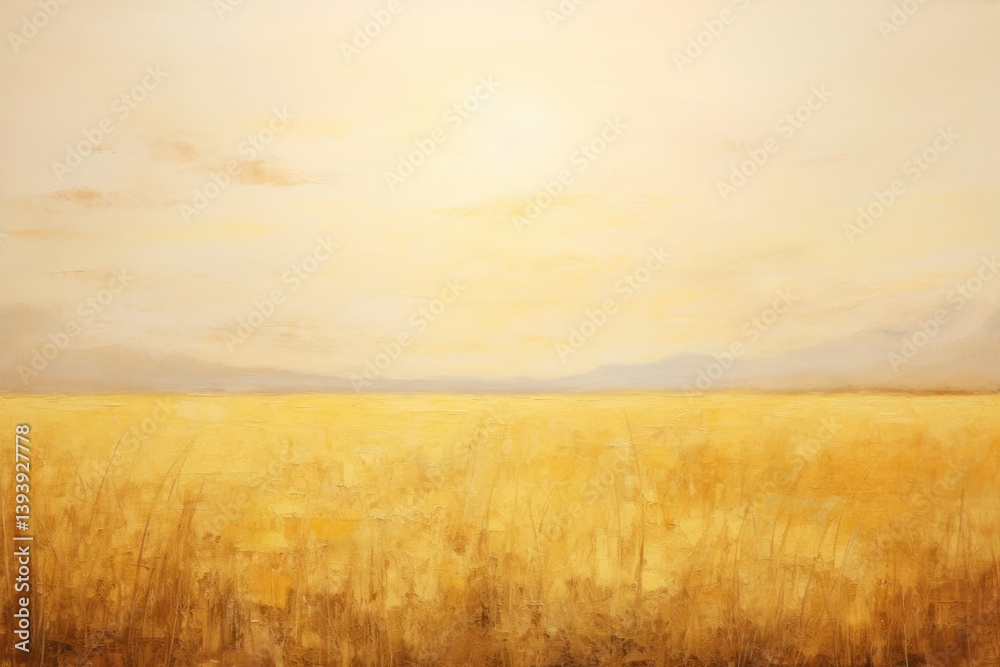 Fototapeta premium Yellow landscape painting grassland.