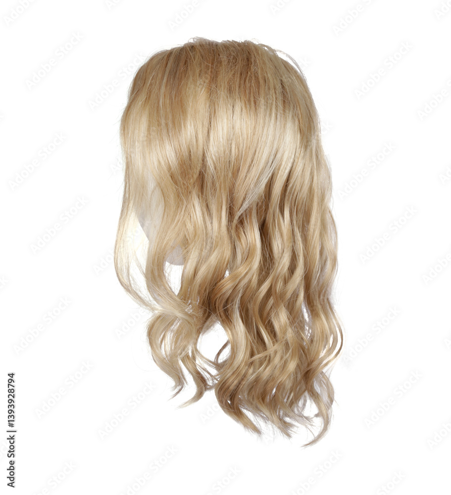 Fototapeta premium Beautiful female hairstyle with brown long straight hair wig .Long straight Wig hair style fly fall explosion. Brown woman wig hair float in mid air. Straight brown wig hair on transparent background 
