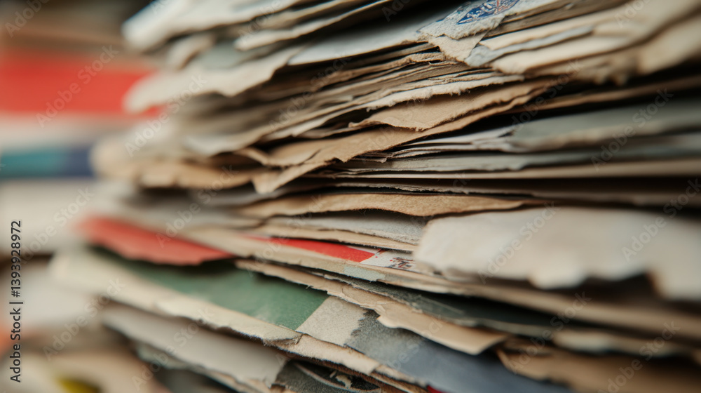 stack of old, faded papers and documents creates nostalgic and historical atmosphere stack of old, faded papers and documents creates nostalgic and historical atmosphere