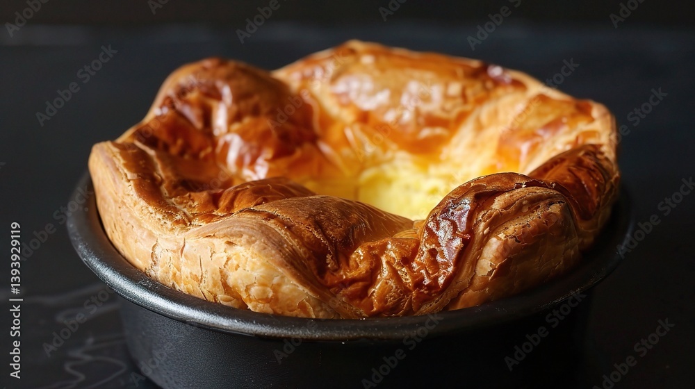 An appealing Yorkshire pudding is attractively presented. The Yorkshire pudding has a puffy, golden - brown exterior, with a characteristic cup - like shape. It is well - risen, indicating a successfu An appealing Yorkshire pudding is attractively presented. The Yorkshire pudding has a puffy, golden - brown exterior, with a characteristic cup - like shape. It is well - risen, indicating a successfu