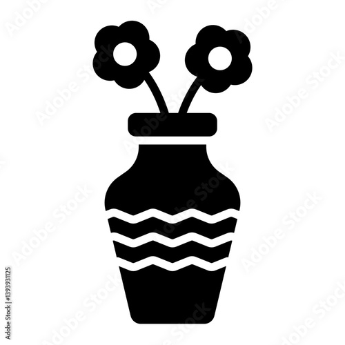 decorative flower glyph icon with pattern vase