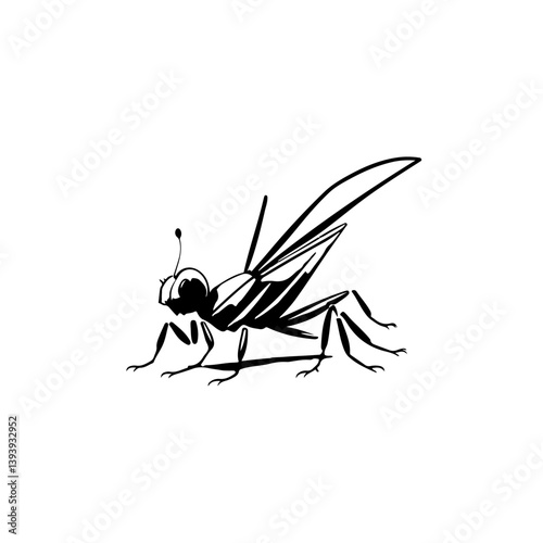 Stylized insect illustration in black ink, portraying nature's simple beauty