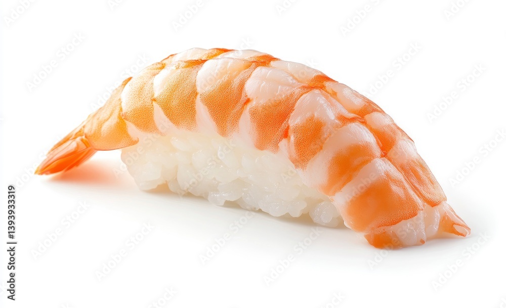 Shrimp Nigiri Sushi on White Background Fresh and Delicious Close-up Shrimp Nigiri Sushi on White Background Fresh and Delicious Close-up