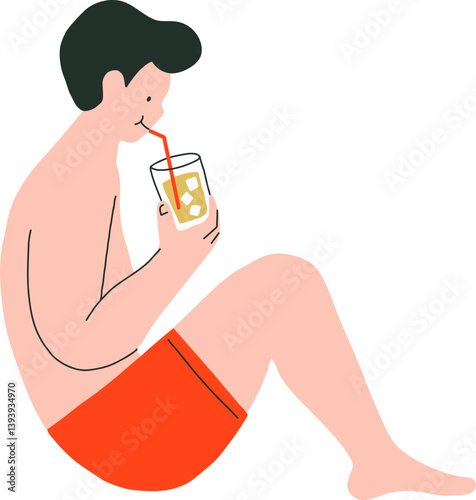 People Drinking a glass of ice water while sitting in Summer