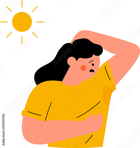 Woman have wet armpit cause suffering from heat