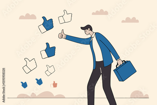 Appreciate or acknowledge coworker, respect or honor for great people, admiration or thank you, gratitude concept, businessman respected by colleagues giving thumbs up for his help and success.