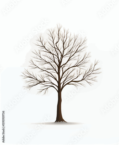 Bare Tree Silhouette on White Background