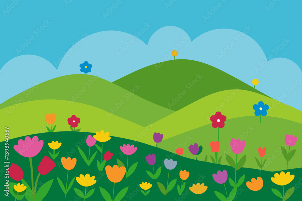 Fototapeta premium summer landscape with flowers