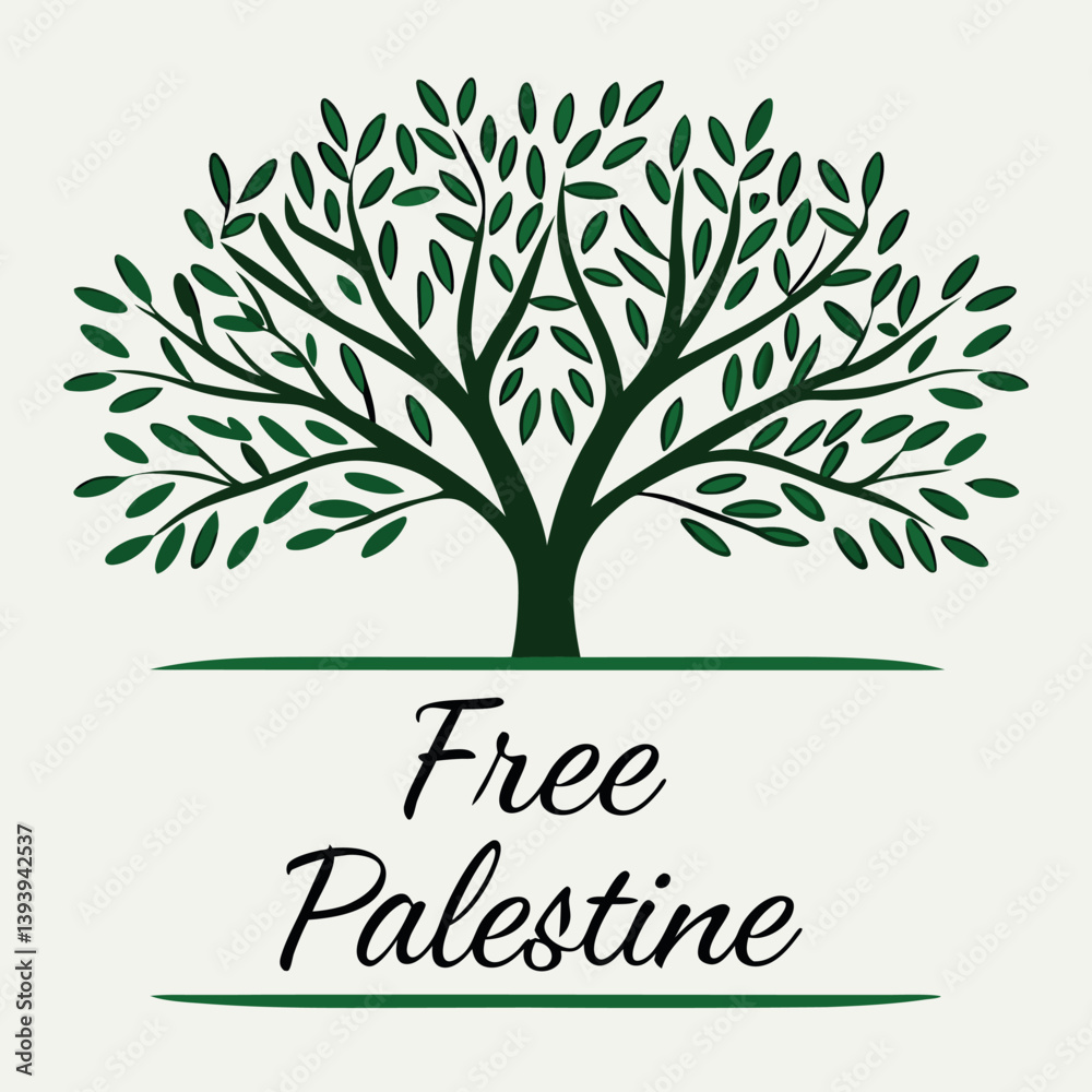 Fototapeta premium Palestinian-olive-tree-with--free-Palestine