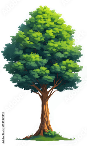 Illustration of a lush green tree with a brown trunk