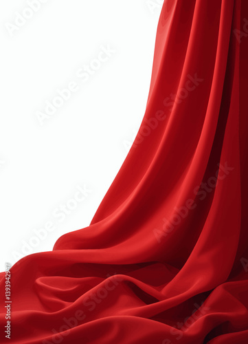 Luxurious Red Satin Fabric with White Backdrop