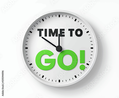 Time to Go Green on White Clock Face