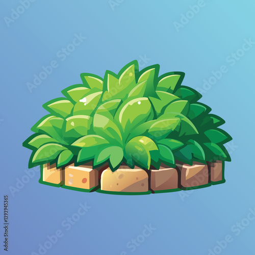 Simple Bush Illustration Suitable for Platformer Game Assets