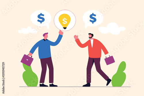 Venture capital, project pitching for funding or VC investment, selling idea for money or angel investment for startup project concept, young entrepreneur pitching idea to raise venture capital fund.