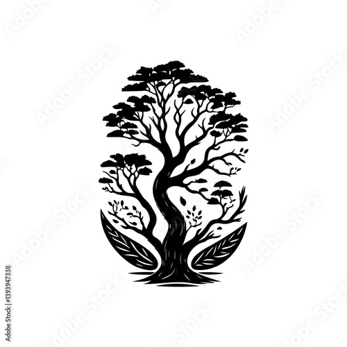 Stylized arboreal graphic: Evokes natural serenity and sophisticated design aesthetic