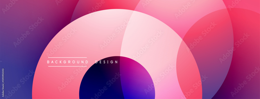 Obraz premium Abstract background features overlapping circles, gradients shifting from purple to pink. Modern design evokes fluidity, dynamism, visual harmony. Simple yet impactful composition.