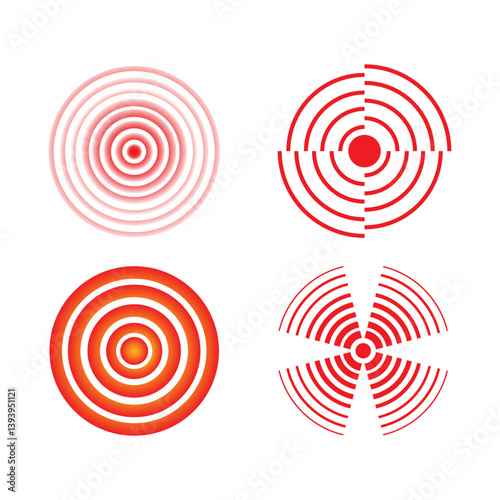 Red Circle of Pain Localization Vector Illustration