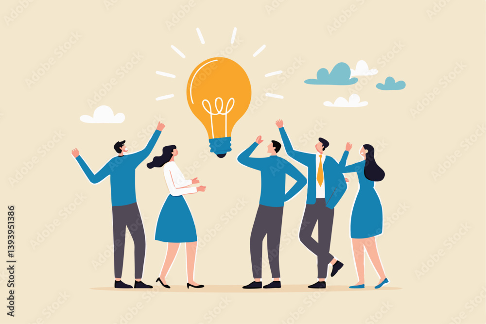 Obraz premium Brainstorming business idea, solution to solve problem, discussion to discover new idea, meeting or participation, team think together concept, business people brainstorming in business meeting.