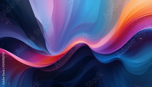 Abstract Fluid Art with Vibrant Colors Creating Dynamic Wavy Forms