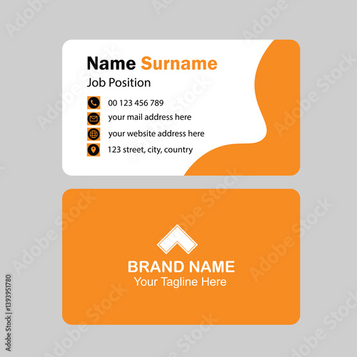 Creative modern yellow business card design, name card corporate visiting card and simple clean template
