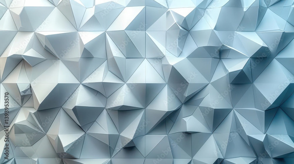 Abstract geometric pattern with three-dimensional triangular shapes in light blue tones. Abstract geometric pattern with three-dimensional triangular shapes in light blue tones.