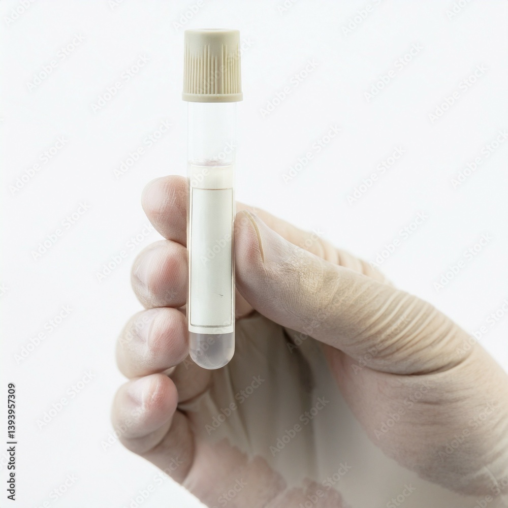 A gloved hand holds a clear test tube containing a sample, emphasizing safety and precision in laboratory work. A gloved hand holds a clear test tube containing a sample, emphasizing safety and precision in laboratory work.