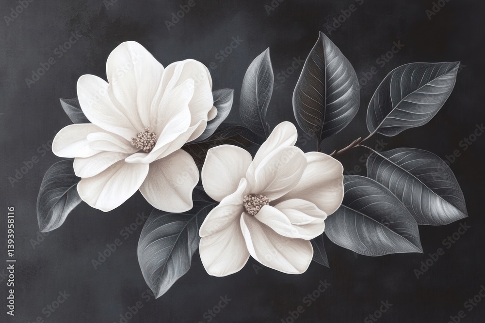 Fototapeta premium Gardenia flowers art illustration background.