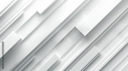 Abstract geometric pattern with layered white shapes creating a modern, clean aesthetic.