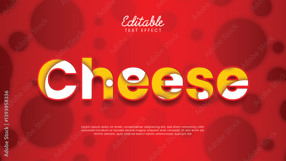 Naklejka premium Editable 3D Paper Cutout Text Effect for Cheese Product Promotion and Food Marketing